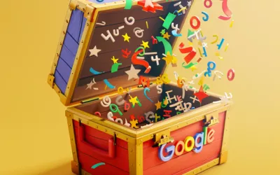 eine bunte Schatztruhe von Google mit Buchstaben